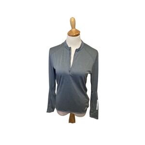 Adidas ClimaLite Womens Grey Long Sleeve 1/4 Zip Athletic Pullover Top Size M